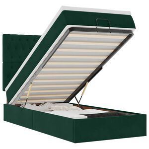vidaXL Cadre de lit ottoman avec matelas vert fonc&eacute; 100x200 cm velours