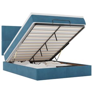 vidaXL Cadre de lit ottoman avec matelas bleu fonc&eacute; 140x200 cm velours