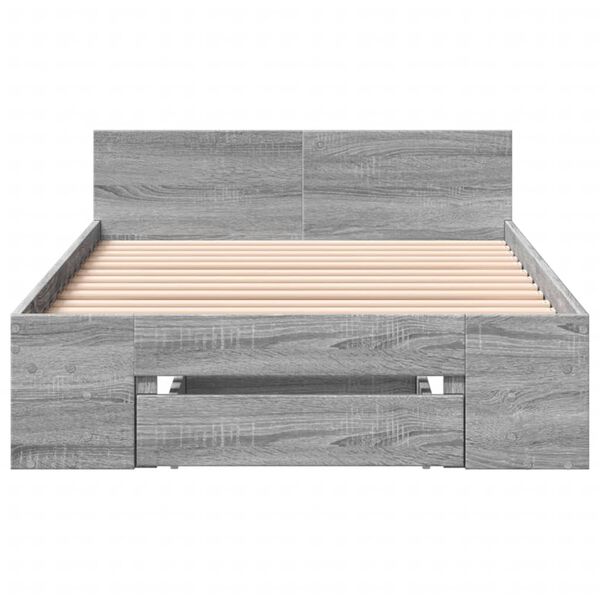 vidaXL Cadre de lit avec tiroir sans matelas sonoma gris 90x200 cm