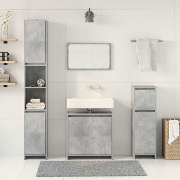 vidaXL Ensemble de meubles de salle de bain 4 pcs gris b&eacute;ton