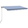 vidaXL Auvent automatique capteur de vent/LED 300x250 cm Bleu et blanc