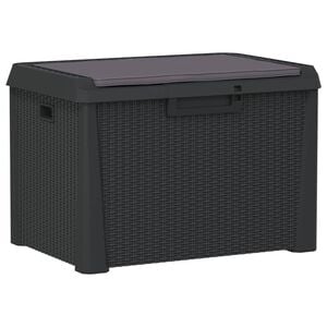 vidaXL Bo&icirc;te de rangement jardin coussin de si&egrave;ge anthracite 125 L PP