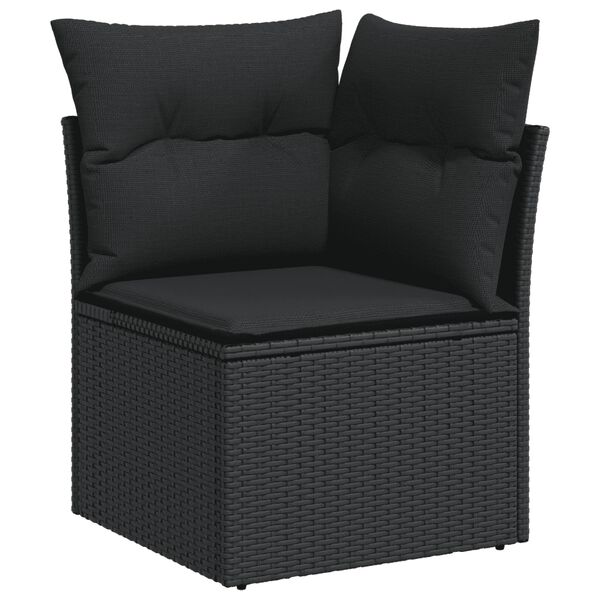 vidaXL Salon de jardin avec coussins 13 pcs noir r&eacute;sine tress&eacute;e