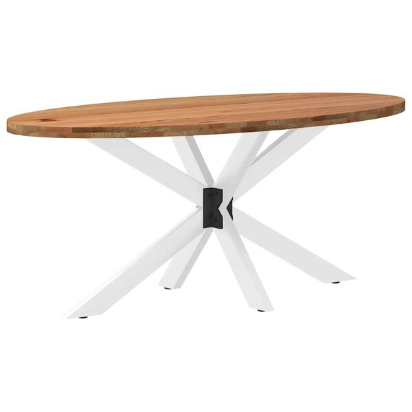 vidaXL Table à manger marron clair bois de chêne massif ovale