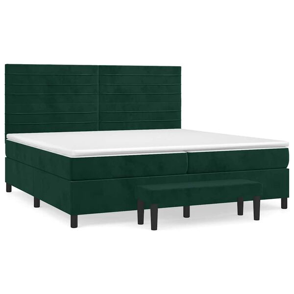 vidaXL Sommier &agrave; lattes de lit et matelas Vert fonc&eacute; 200x200cm Velours