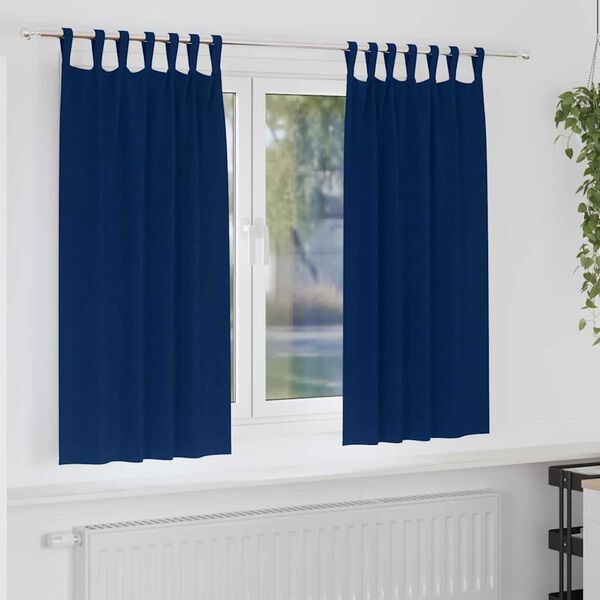 vidaXL Rideaux occultants avec anneaux 2 pcs Bleu fonc&eacute; 175 x 140 cm