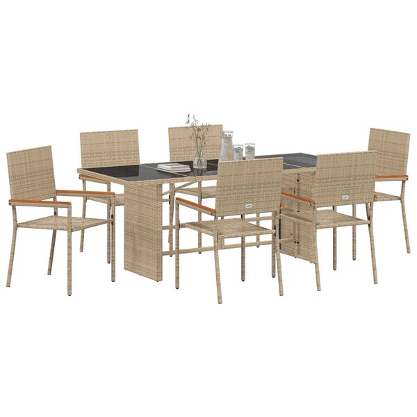vidaXL Ensemble de salle à manger pour jardin 7 pcs Beige polyrotin