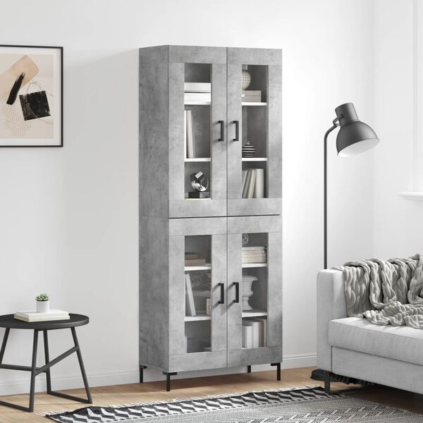 vidaXL Buffet haut Gris b&eacute;ton 69,5x34x180 cm Bois d'ing&eacute;nierie