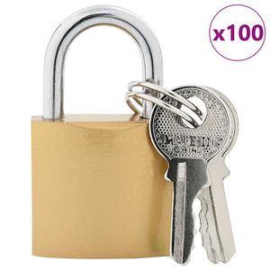 vidaXL U Lock avec Cl&eacute;s 100 pcs Laiton Fer