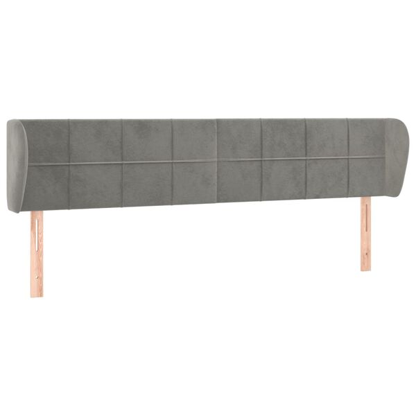 vidaXL T&ecirc;te de lit avec oreilles Gris clair 183x23x78/88 cm Velours