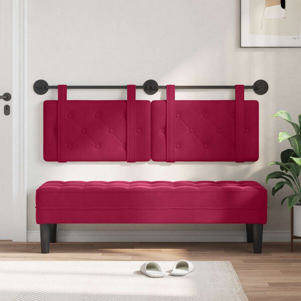 vidaXL T&ecirc;te de lit suspendue Bordeaux 150 x 55 x 5 cm Velours