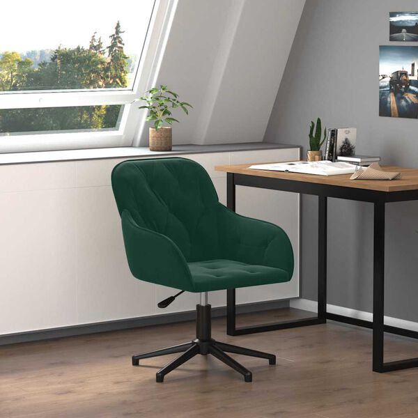vidaXL Chaise pivotante de bureau Vert fonc&eacute; Velours