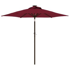 vidaXL Parasol de jardin avec LED m&acirc;t en acier bordeaux 225x225x212 cm