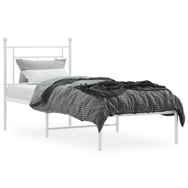vidaXL Cadre de lit m&eacute;tal sans matelas avec t&ecirc;te de lit blanc 80x200cm