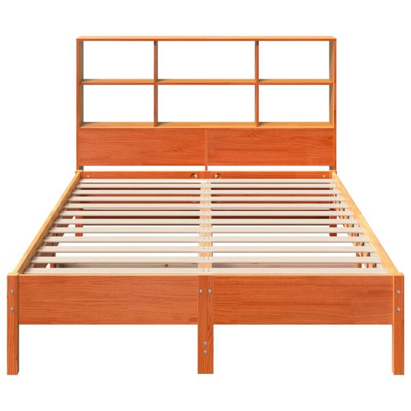 vidaXL Lit biblioth&egrave;que sans matelas cire marron 140x190 cm pin massif