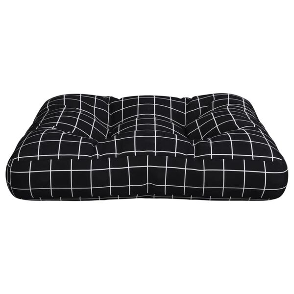 vidaXL Coussin de palette motif &agrave; carreaux noir 60x61,5x10 cm tissu