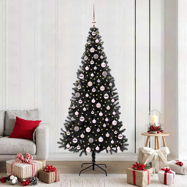 vidaXL Sapin de No&euml;l avec 300 LED avec support Noir 210 cm PVC