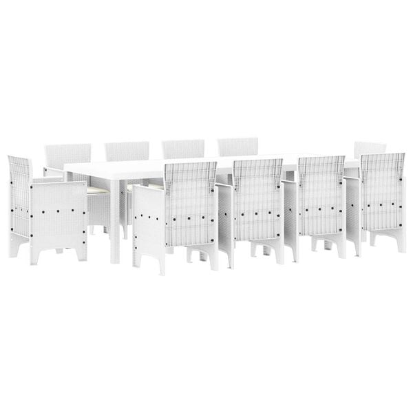 vidaXL Ensemble de salle &agrave; manger pour jardin 11 pcs Blanc