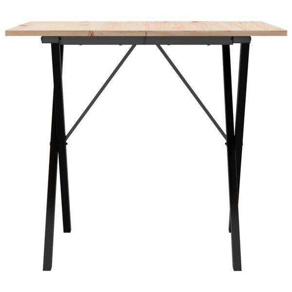 vidaXL Table &agrave; manger cadre en X 90x90x75 cm bois de pin massif acier