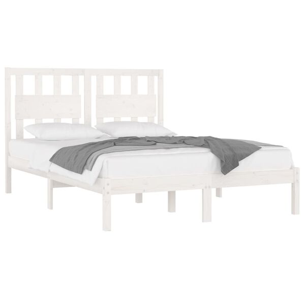vidaXL Cadre de lit sans matelas blanc bois massif