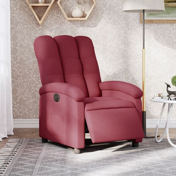 vidaXL Fauteuil inclinable &eacute;lectrique Rouge bordeaux Tissu