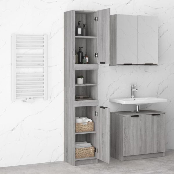 vidaXL Armoire de bain Sonoma gris 32x34x188,5 cm Bois d'ingénierie