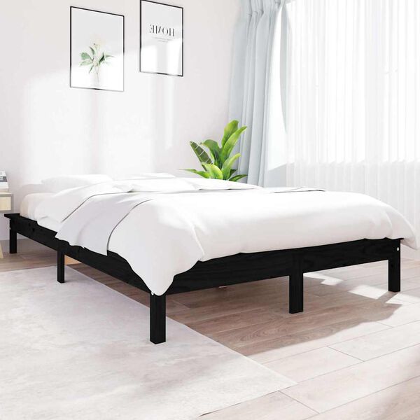 vidaXL Cadre de lit sans matelas noir 120x200 cm bois massif