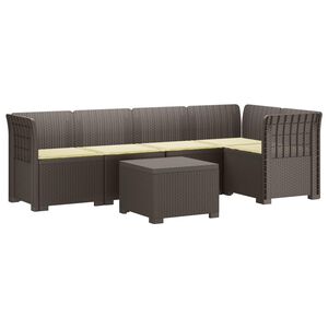 vidaXL Canap&eacute; de Jardin 5 Places avec Coussins Aspect Rotin PP