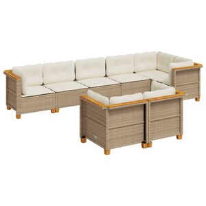 vidaXL Salon de jardin avec coussins 8 pcs beige r&eacute;sine tress&eacute;e