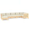 vidaXL Salon de jardin 7 pcs avec coussins cr&egrave;me bois de pin massif