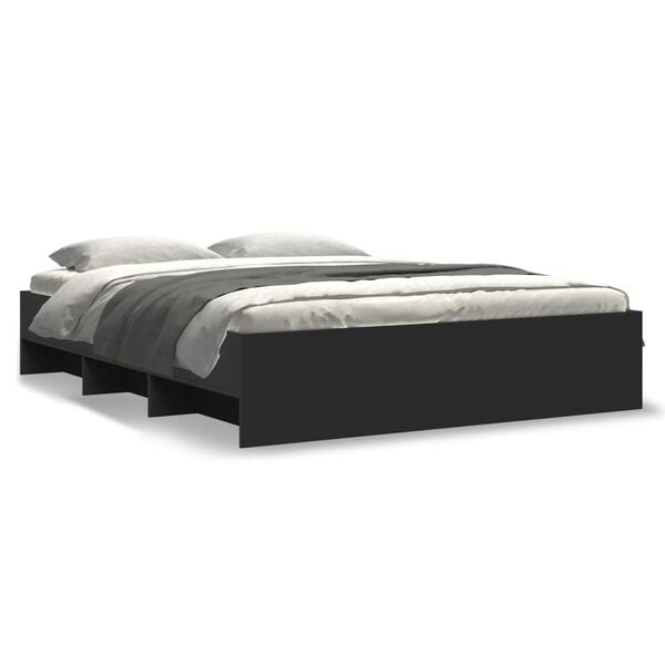 vidaXL Cadre de lit sans matelas noir 150x200 cm bois d'ingénierie
