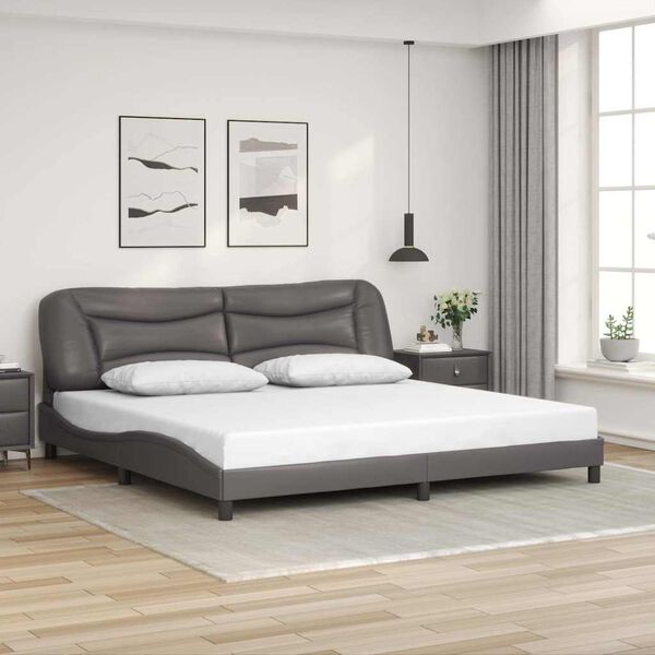 vidaXL Cadre de lit sans matelas Hvar gris 200x200 cm similicuir