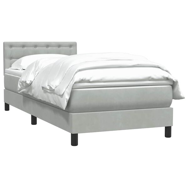 vidaXL Sommier &agrave; lattes de lit et matelas gris clair 80x220 cm velours