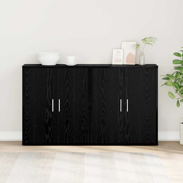 vidaXL Buffet 2 pcs Ch&ecirc;ne noir 60 x 31 x 70 cm Bois d'ing&eacute;nierie