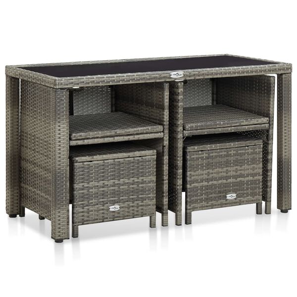 vidaXL Ensemble &agrave; manger d'ext&eacute;rieur 5pcs coussins r&eacute;sine tress&eacute;e gris