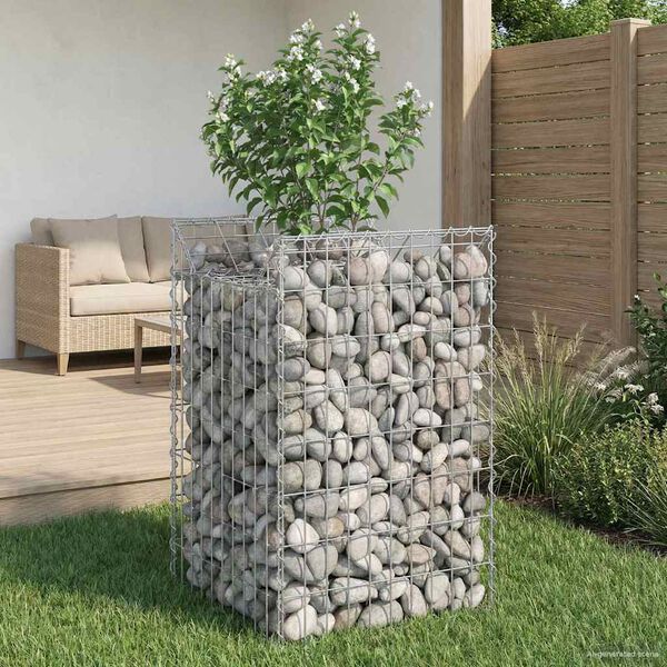 vidaXL Lit sur&eacute;lev&eacute; gabion Argent&eacute; 50 x 50 x 80 cm Acier galvanis&eacute;