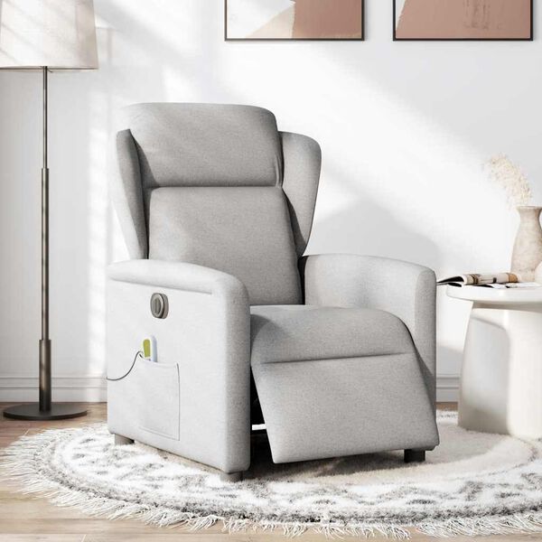 vidaXL Fauteuil de massage inclinable &eacute;lectrique gris nuage tissu