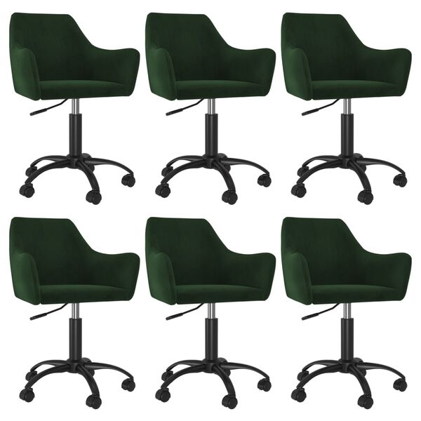 vidaXL Chaises pivotantes &agrave; manger lot de 6 Vert fonc&eacute; Velours