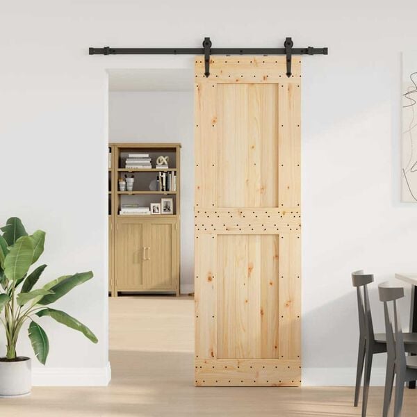 vidaXL Porte coulissante et kit de quincaillerie 70x210 cm pin massif
