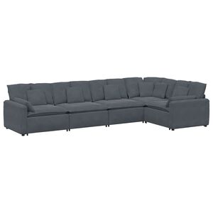 vidaXL Canap&eacute; modulaire avec coussins en velours gris fonc&eacute;