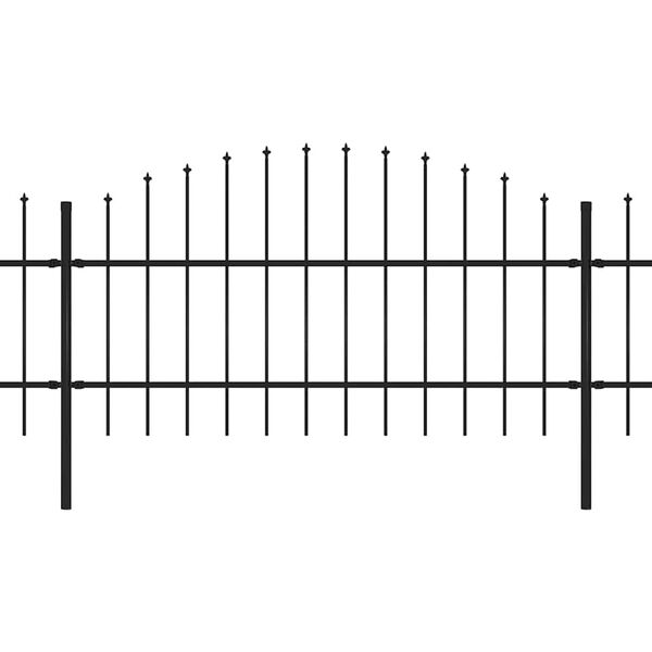 vidaXL Cl&ocirc;ture de jardin avec dessus en forme de lance en acier 892,5 x 100 cm Noir