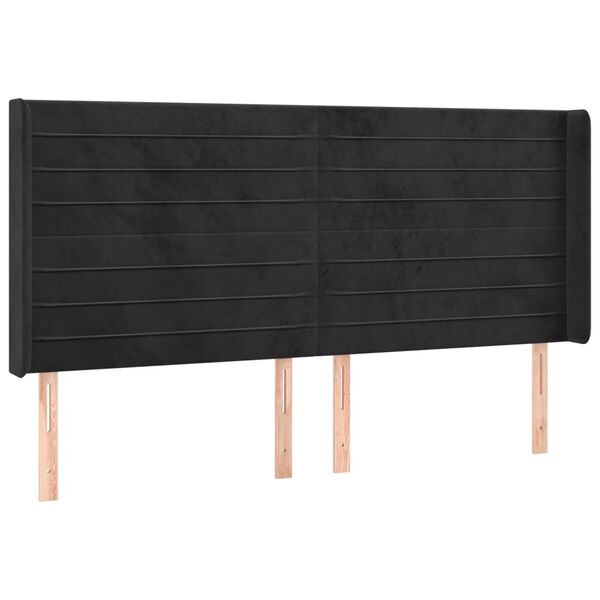 vidaXL T&ecirc;te de lit &agrave; LED Noir 163x16x118/128 cm Velours