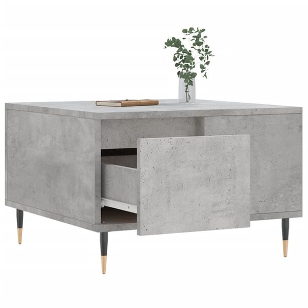 vidaXL Table basse gris béton 55x55x36,5 cm bois d'ingénierie