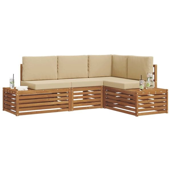 vidaXL Ensemble de canap&eacute;s d'ext&eacute;rieur 4 Pi&egrave;ce Naturel et Beige
