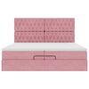vidaXL Cadre de lit ottoman avec matelas rose 200x200 cm velours