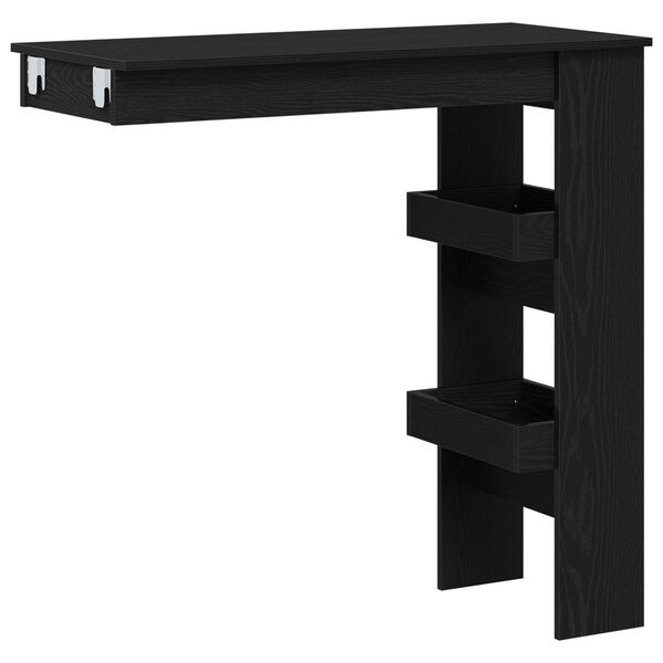 vidaXL Table de Bar Murale avec étagère Chêne noir 102 x 45 x 103,5 cm