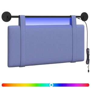 vidaXL T&ecirc;te de lit suspendue Avec lumi&egrave;re LED Bleu denim Tissu