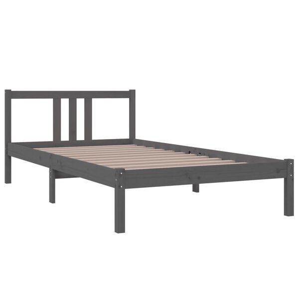 vidaXL Cadre de lit sans matelas gris bois massif 100x200 cm
