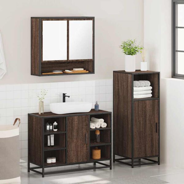 vidaXL Ensemble de meubles de salle de bain 3 pcs Chêne marron