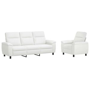 vidaXL Ensemble de Canap&eacute;s 2 pcs Blanc Tissu